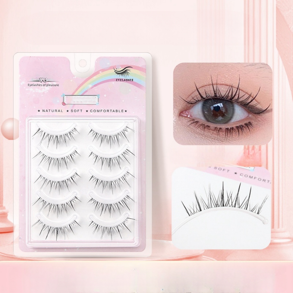 Beauty Makeup Look - 5 Çift Şeffaf Saplı Dalgalı Takma