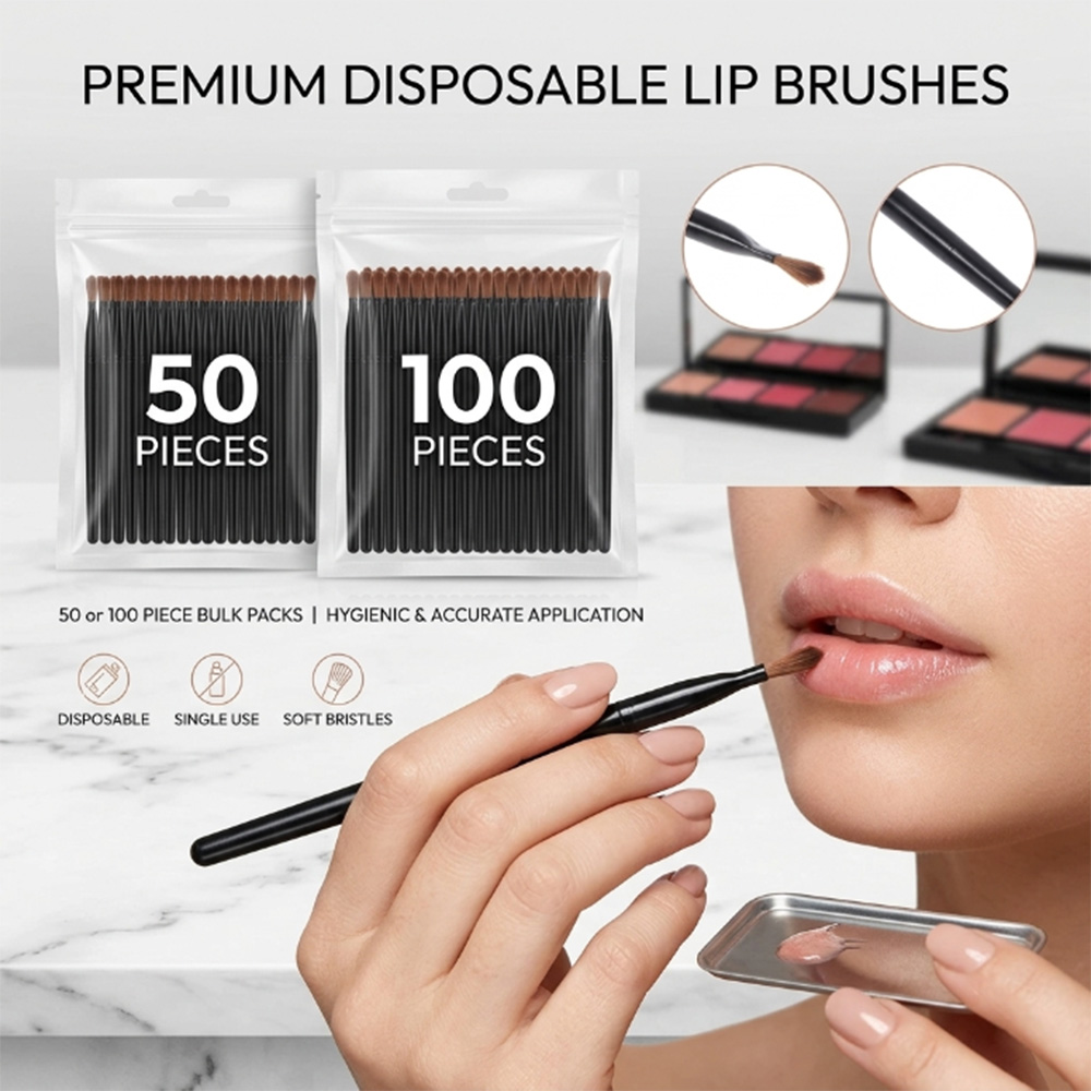 Beauty Makeup Brushes - 50/100 adet Tek Kullanımlık Dudak Fırçası