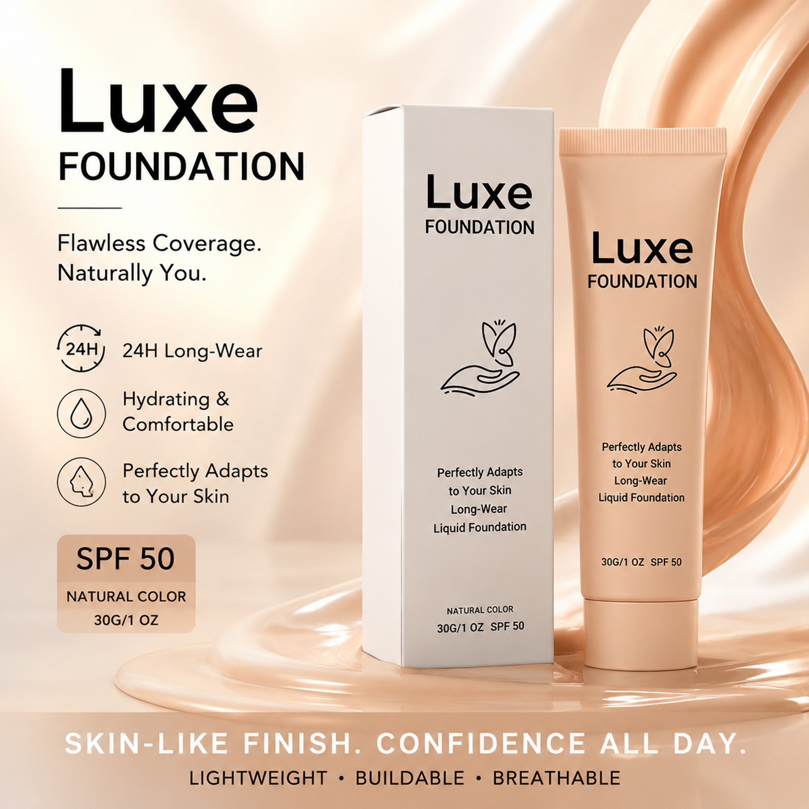 Beauty Makeup Foundation - SPF 50+ Renk Değiştiren Fondöten Uzun