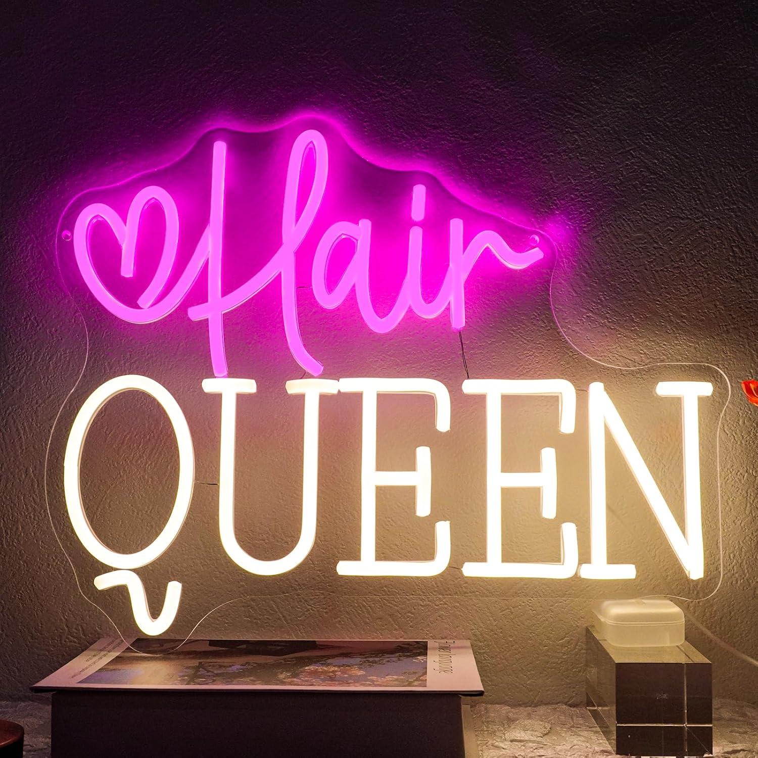 Beauty And Makeup Studio - Saç Kraliçesi Neon Tabela Kısılabilir Berber