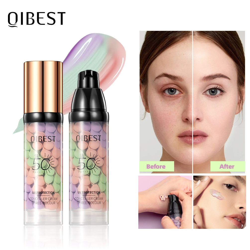 Beauty Makeup Foundation - QIBEST Yüz Makyaj Bazı Üç Renkli