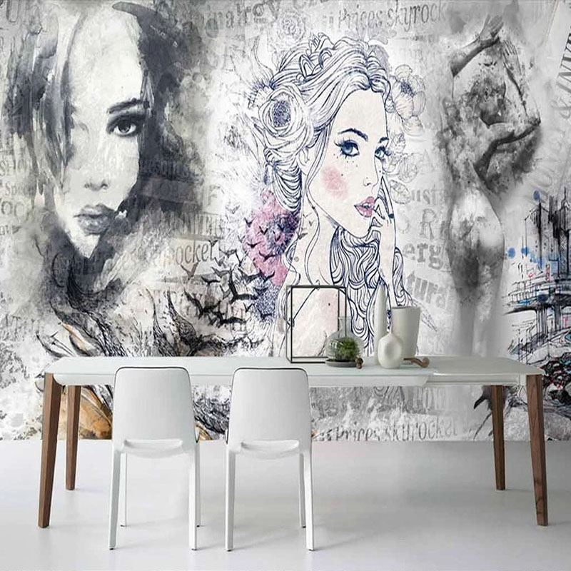 Beauty Makeup Wallpaper - Özel 3D Duvar Resmi Retro Moda