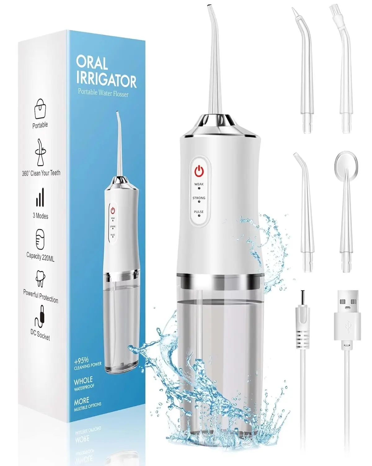 Micellar Water Cleanser - Oral Irrigator Taşınabilir Su Flosser, USB