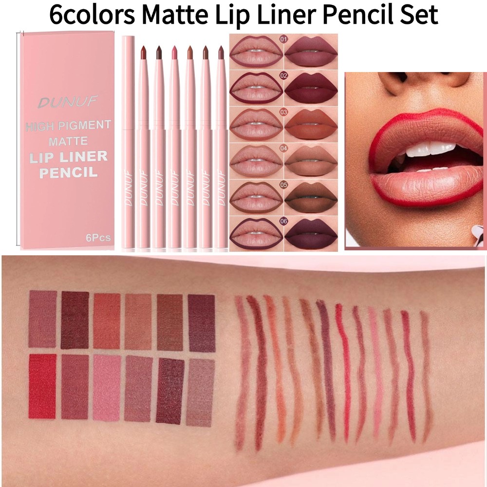 Lip Liner Pencil - 6 renkli Kadife Mat Dudak Kalemi